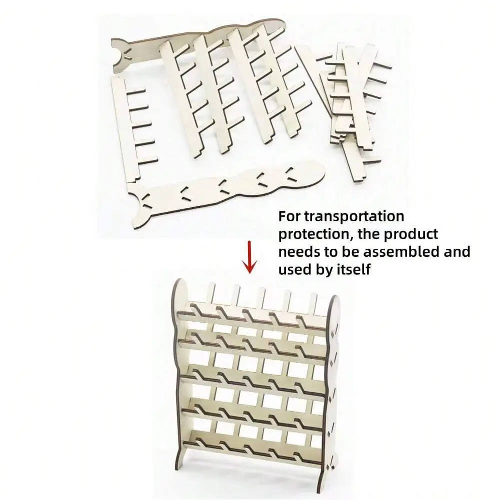 1Pc 50 Spools Sewing Embroidery Thread Rack Organizer Detachable Wooden Thread Holder Wall Hanging Cones Stand Shelf Tool
