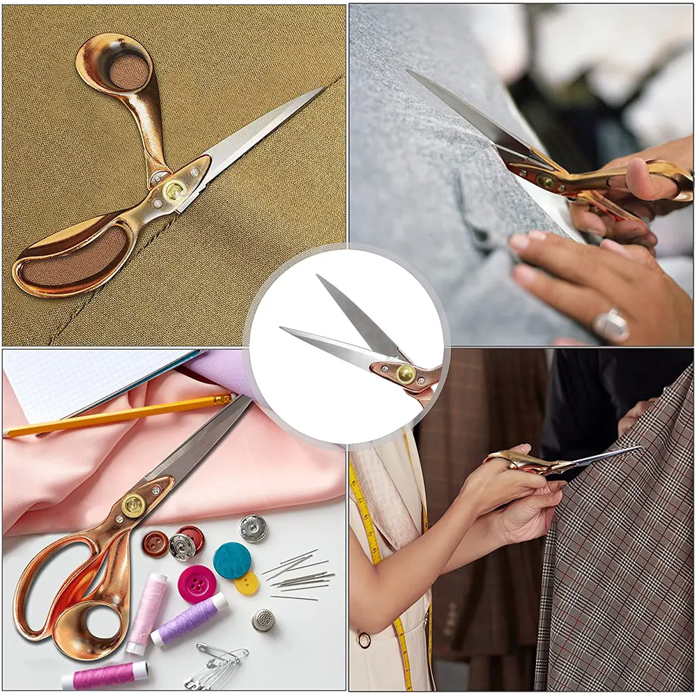 9 Inch Gold Sewing Scissors Embroidery Clothing Leather Paper Special Tool Asymmetric Tailor Scissors DIY Sewing Tools