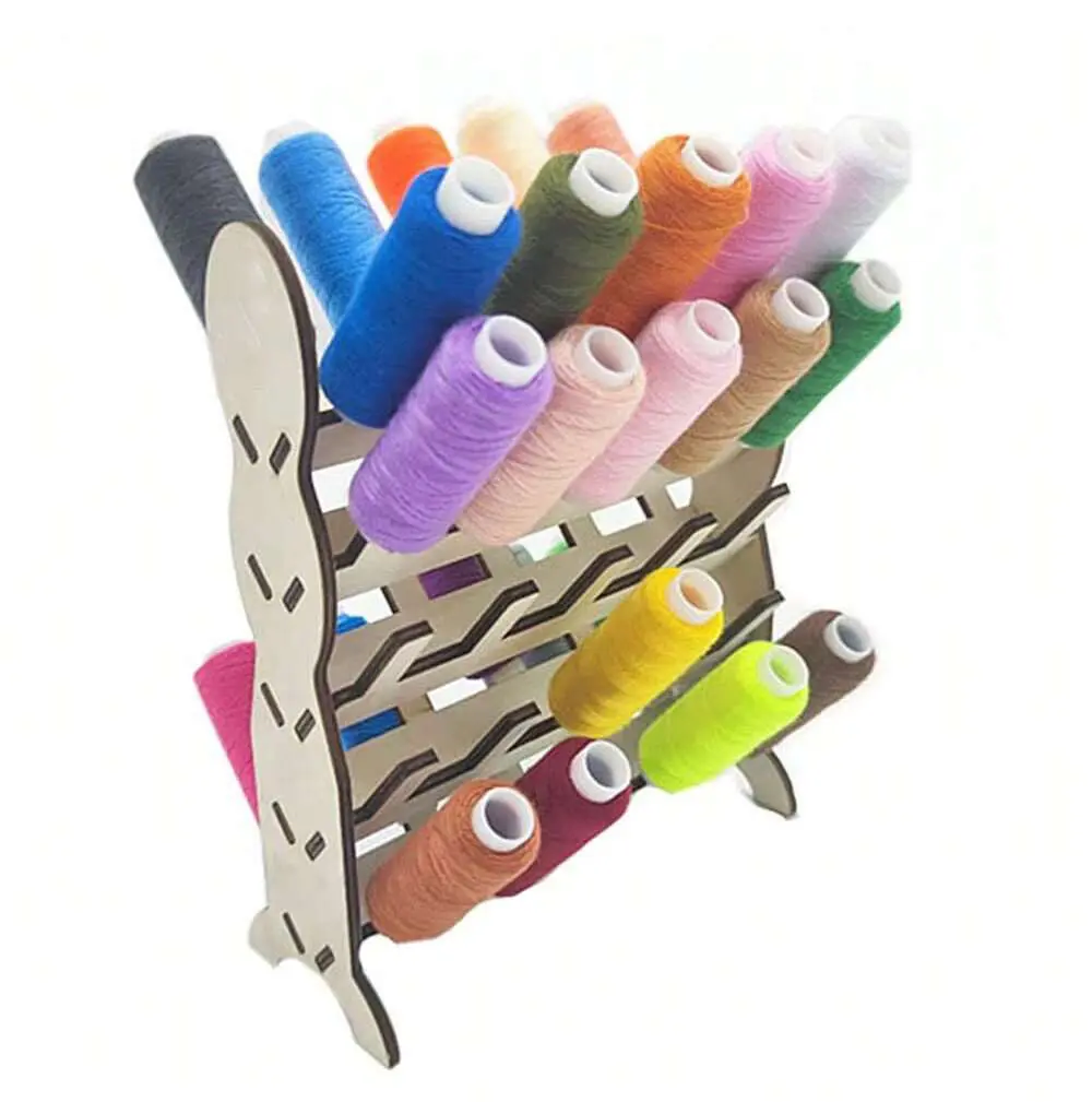 1Pc 50 Spools Sewing Embroidery Thread Rack Organizer Detachable Wooden Thread Holder Wall Hanging Cones Stand Shelf Tool