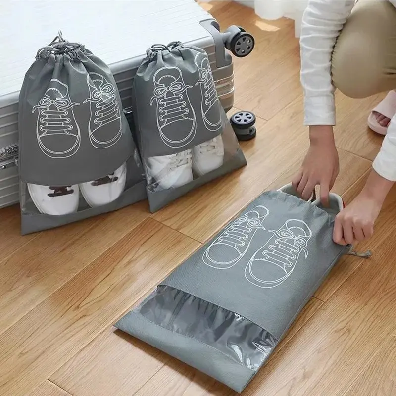 5Pcs Non Woven Shoe Bag Storage Bag Shoe Storage Drawstring Tie Mouth Shoe Storage Bag Dust Bag Drawstring Shoe Bag