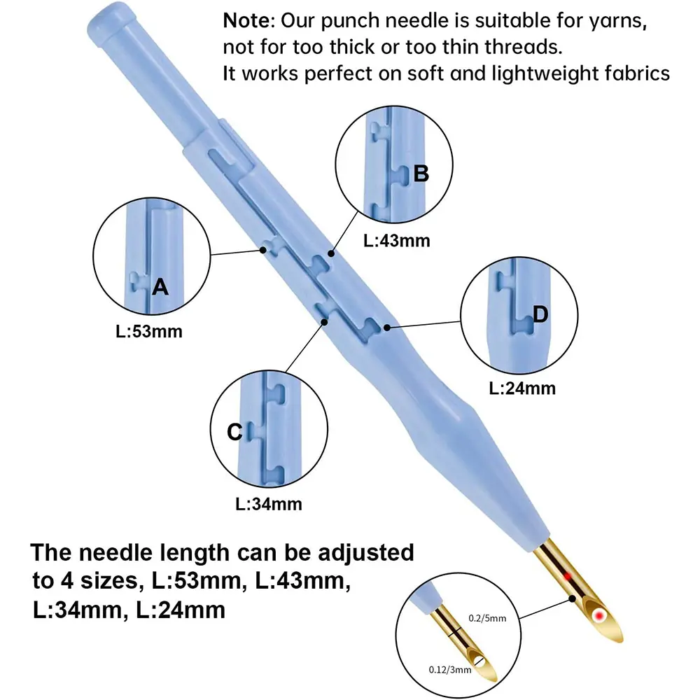 21Pcs Punch Needle Embroidery Kits Adjustable Rug Yarn Punch Needle Threader Punch Needle Cloth for Embroidery Floss Cross Stitc