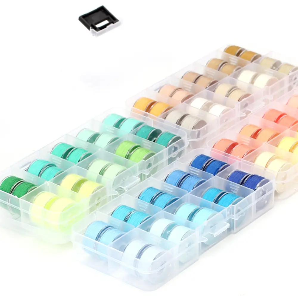 Shuttle Core Box With Transparent Thread 10 Grid Shuttle Core And Fixed Color Sewing Thread Box With Shuttle Core Set