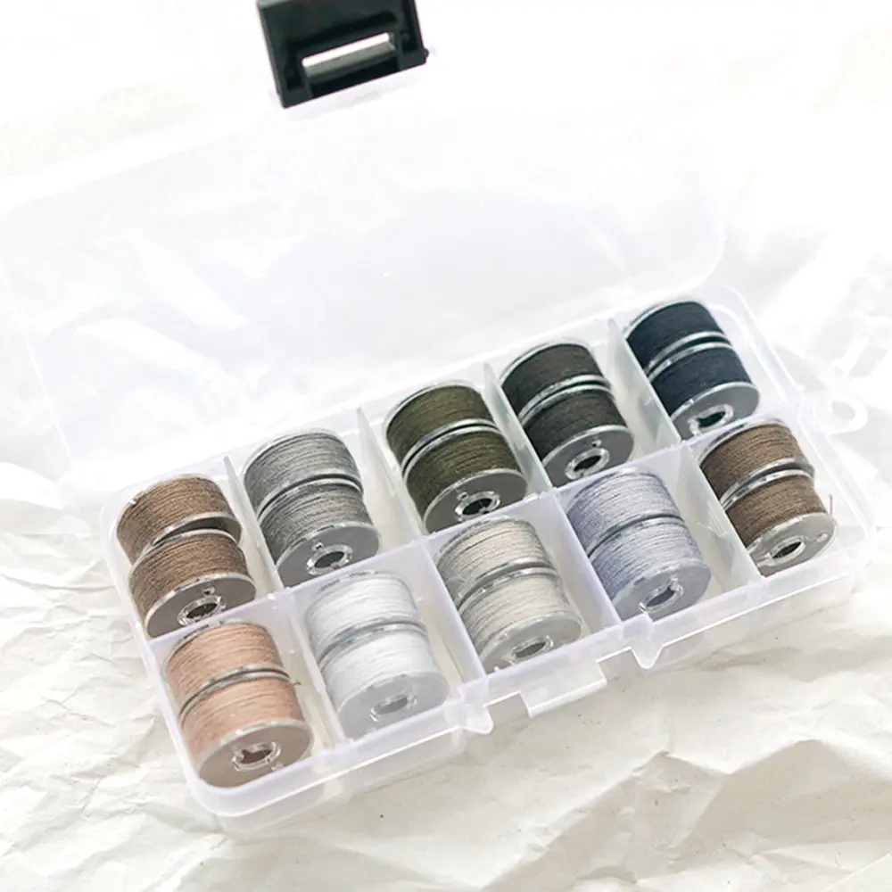 Shuttle Core Box With Transparent Thread 10 Grid Shuttle Core And Fixed Color Sewing Thread Box With Shuttle Core Set