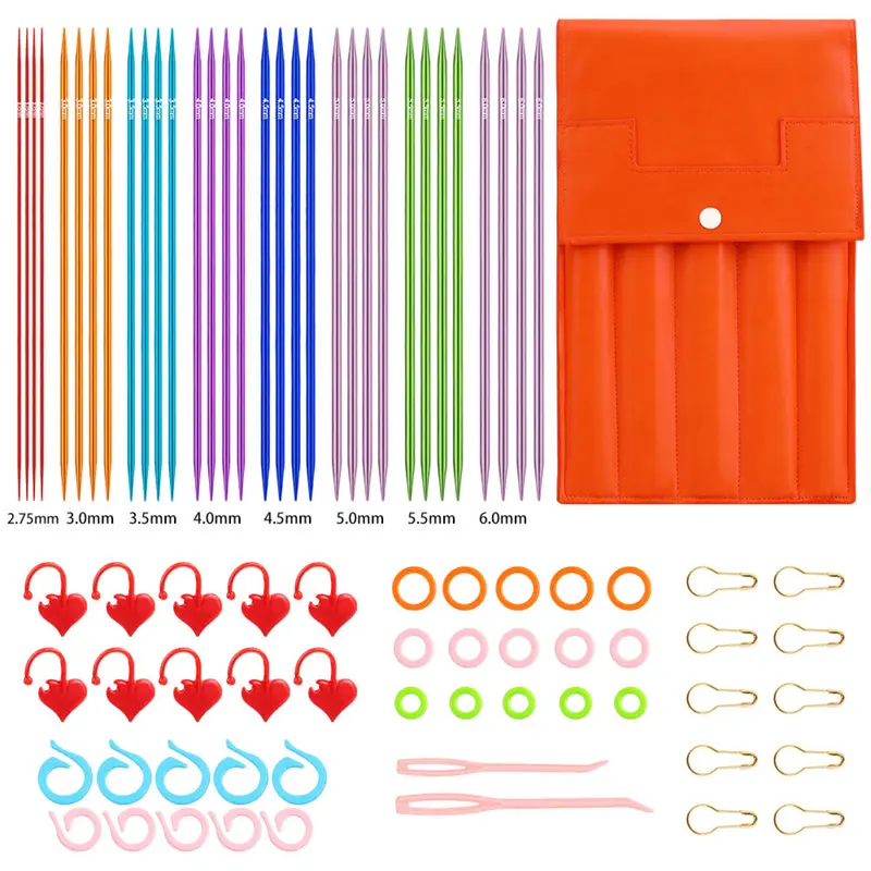 1set 35cm Multicolor Aluminum Knitting Needles Set Double Pointed Crochet Needles for Sewing Sewing Accessories