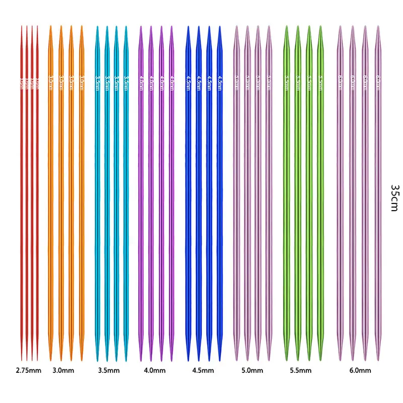 1set 35cm Multicolor Aluminum Knitting Needles Set Double Pointed Crochet Needles for Sewing Sewing Accessories