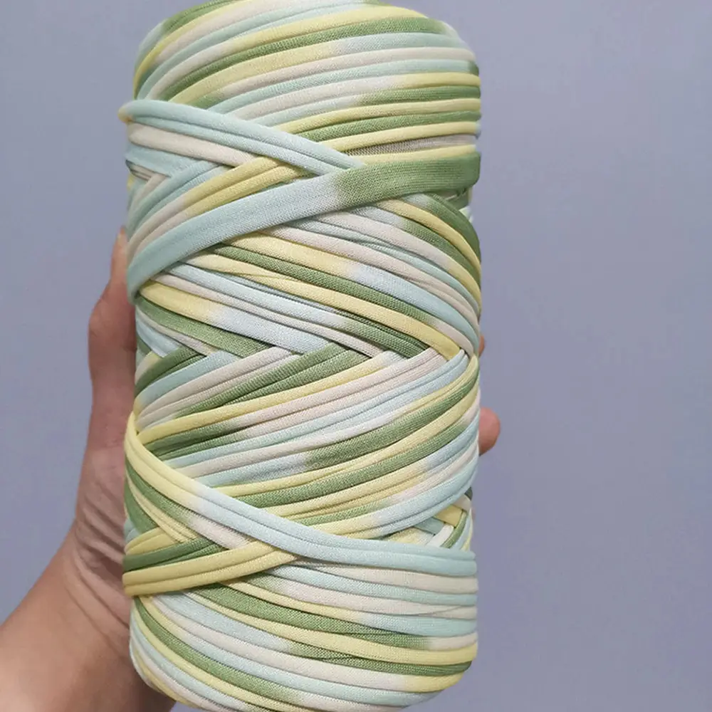 Dyed Colorful Fabric Strip Line Hand Woven Bag Material DIY Crochet Carpet Cushion Storage Basket Coarse Woolen Yarn