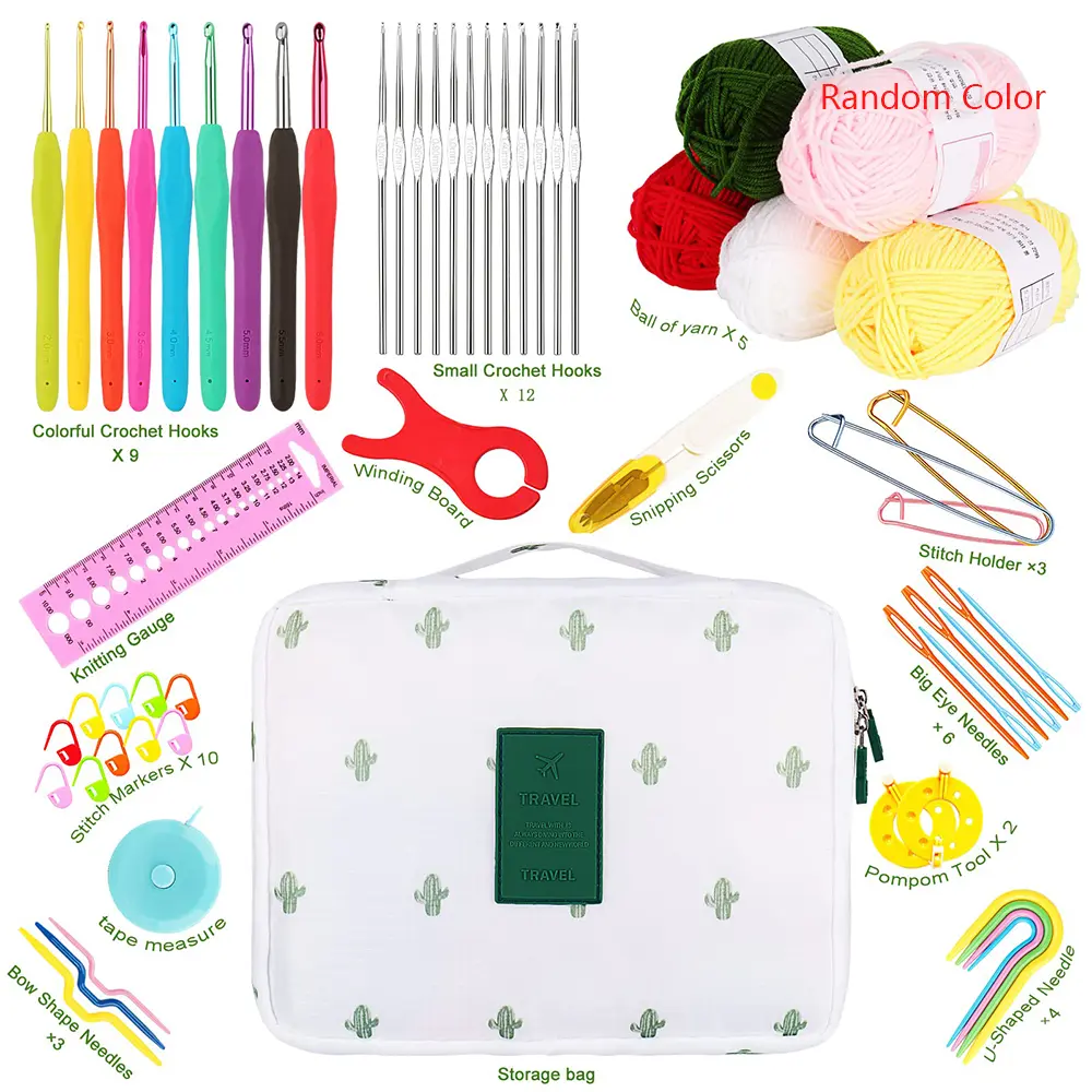53Pcs Crochet Hook Kit With Storage Bag Weaving Knitting Needles Set DIY Arts Craft Sewing Tools Accessories Crochet Supplies