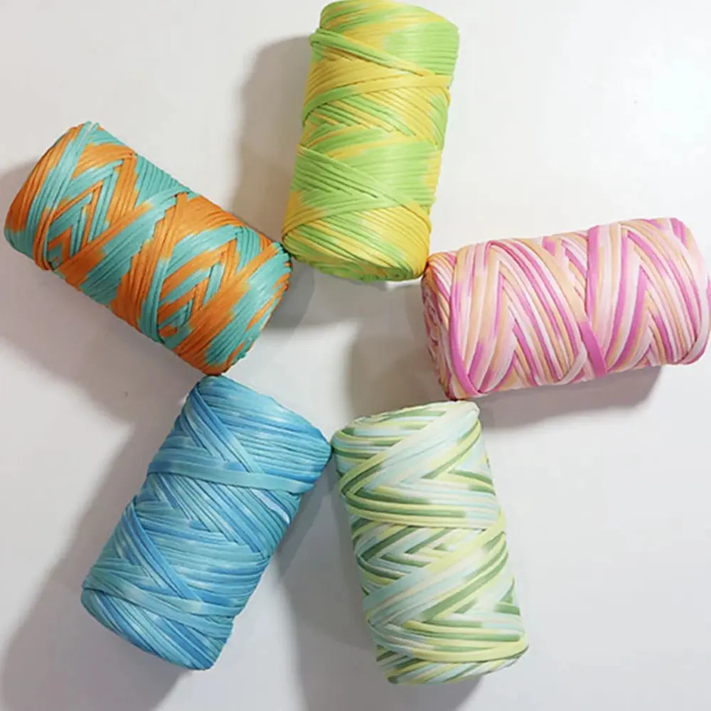 Dyed Colorful Fabric Strip Line Hand Woven Bag Material DIY Crochet Carpet Cushion Storage Basket Coarse Woolen Yarn