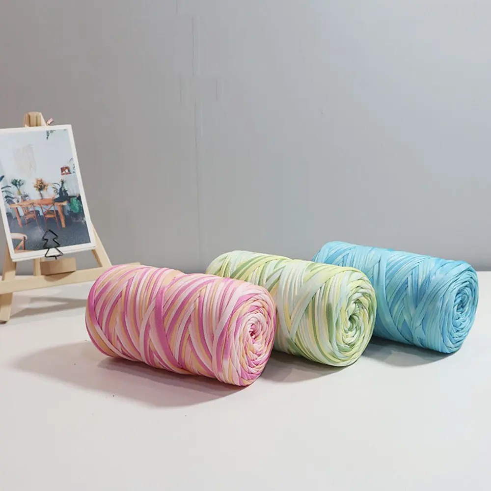 Dyed Colorful Fabric Strip Line Hand Woven Bag Material DIY Crochet Carpet Cushion Storage Basket Coarse Woolen Yarn
