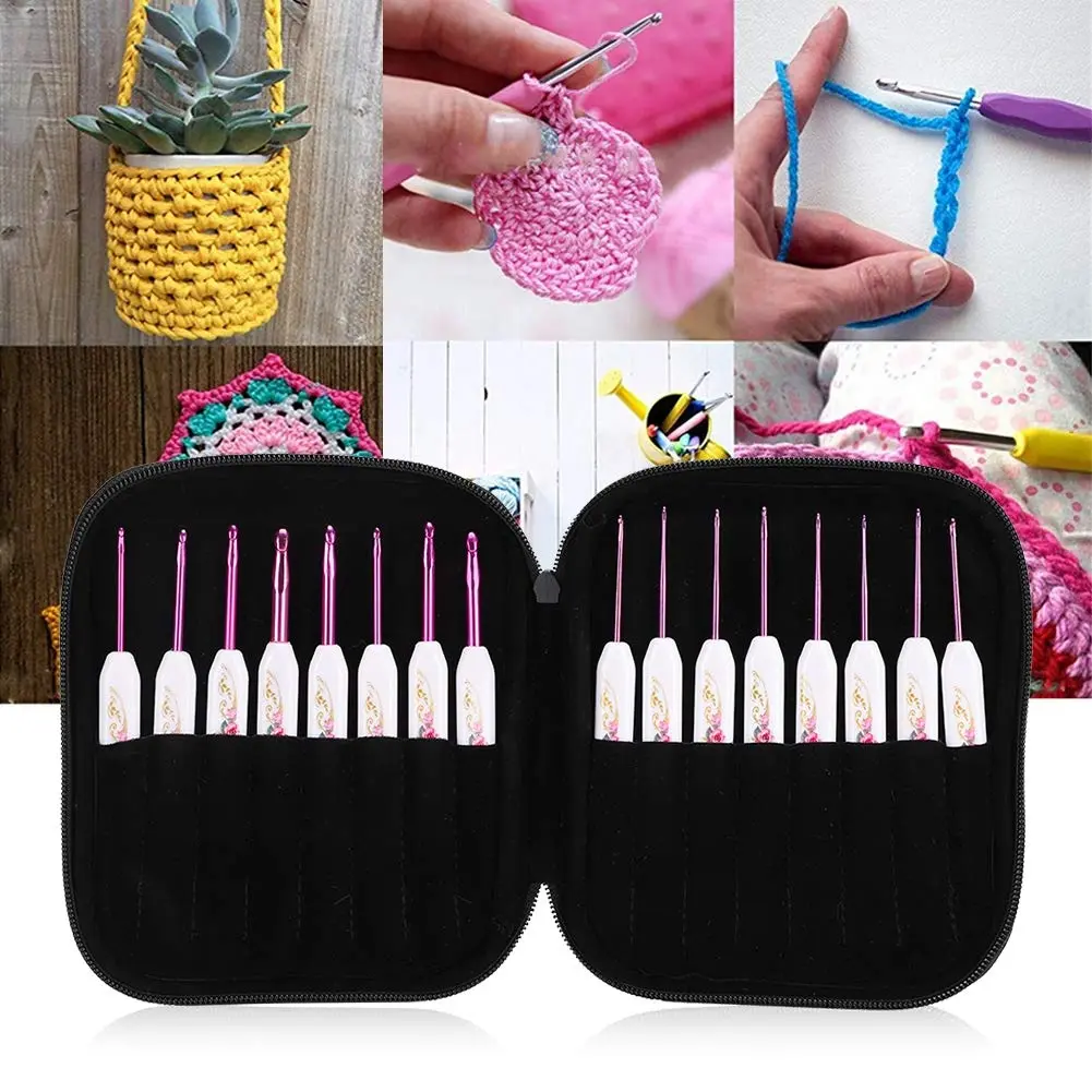 Crochet Hooks Set 16 PCS Ergonomic Crochet Hooks Set Metal Crochet Hook Set Crochet Hooks Kit with Case For Hand Knitting Yarn