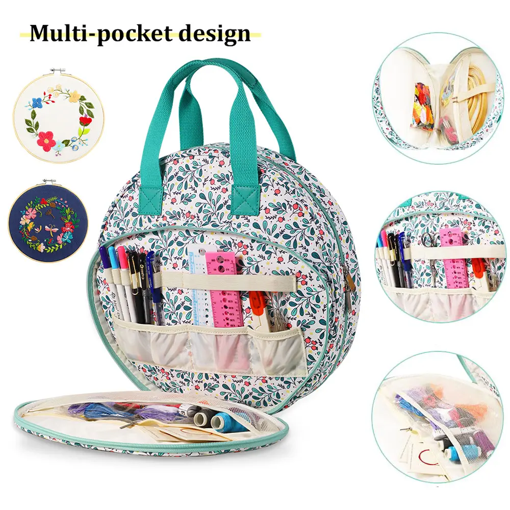 New Embroidery Thread Bag Embroidery Kit Organizer Bag Multi-Layer Oxford Storage Bag with Zipper Pockets Craft Supplies