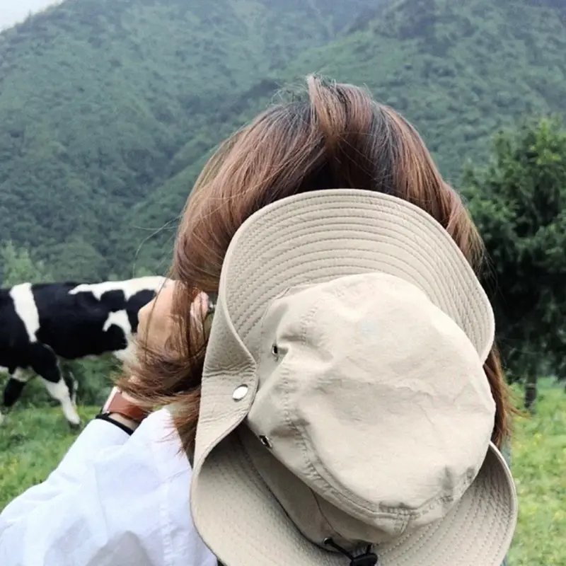 Summer Men Bucket Hat Outdoor UV Protection Wide Brim Hunting Hiking Hat Fisherman Hat Beach Sunscreen Cap