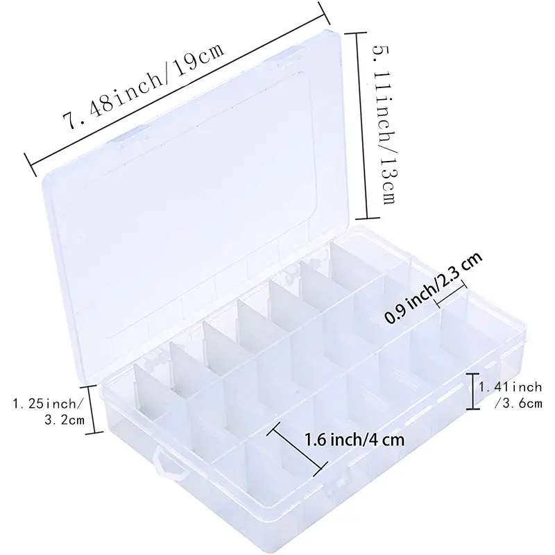24 Grid Transparent Plastic Box Storage Box Hardware Tool Parts Box Toy Accessories Box Desktop Organizing Storage Box