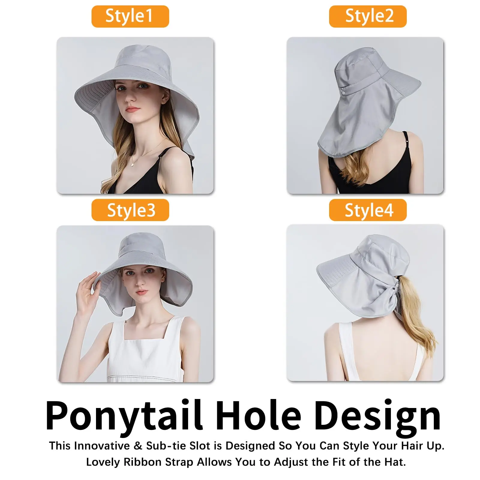 Wide Brim Sun Hat Women Anti-UV Protection Outdoor Hiking Fisherman Cap Fold Summer Beach Hat Neck Protection Sun Visors