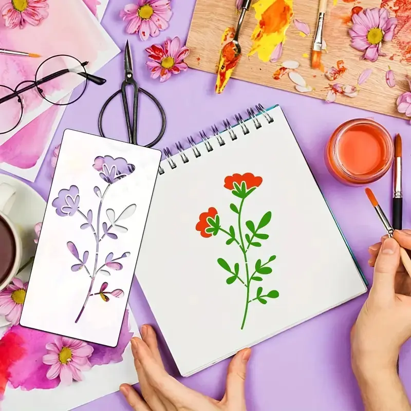 Wildflower Stencils Flower Leaf Painting Stencils Reusable DIY Crafts Stencil for Painting on Wood Wall Door Canvas Home Decor