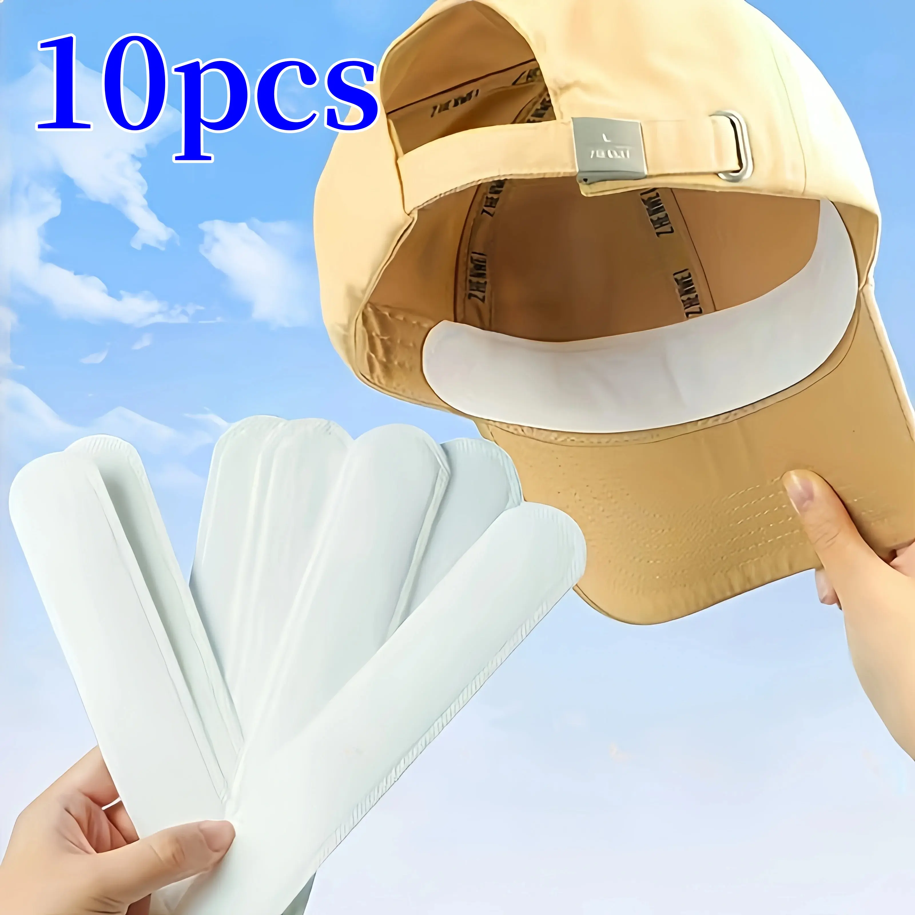 10/40pcs Hat Sweat Absorber Stickers Summer Cap Liner Bands Sweatband Visor Hats Size Reducer Adhesive Sweat Absorbing Pads