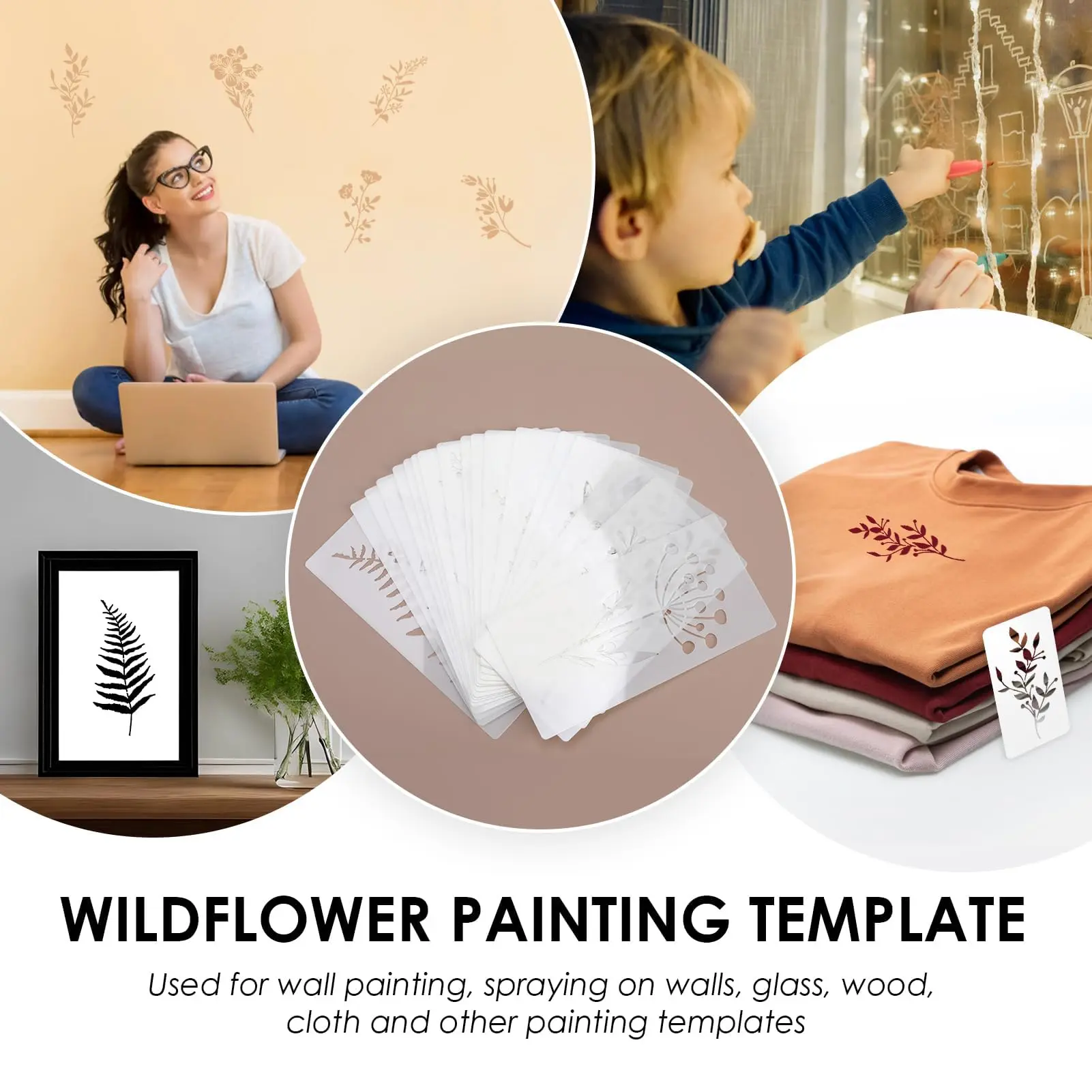 Wildflower Stencils Flower Leaf Painting Stencils Reusable DIY Crafts Stencil for Painting on Wood Wall Door Canvas Home Decor