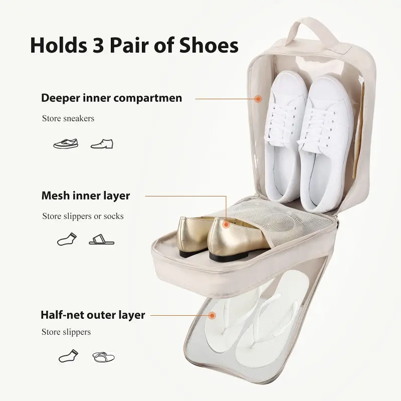 3 layers Portable Travel Shoe Bag Sundries Underwear Clothes Bags Shoe Organizer Storage Bag Multifunction Travel Accessories