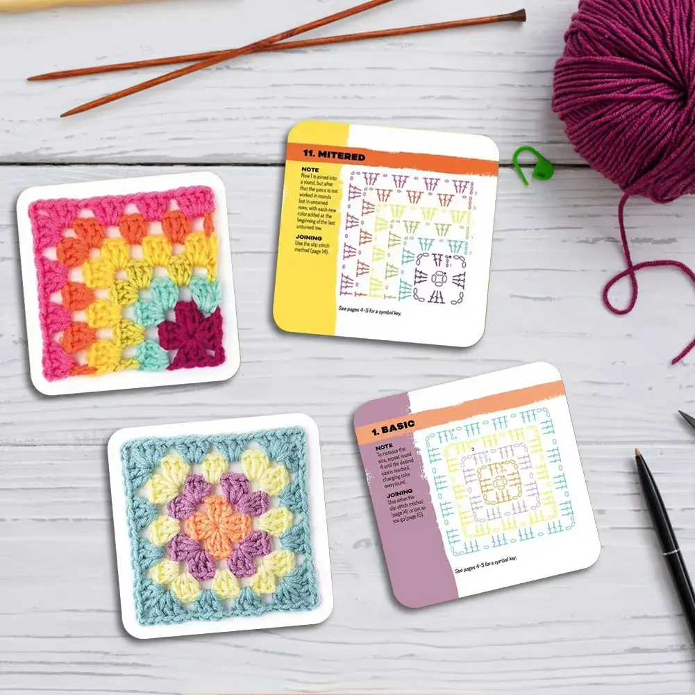 20/50pcs Knitted Pattern Cards Set Matchs Designs Crochet Cards Granny Square Card Deck for Beginners Deck Knitting Kit