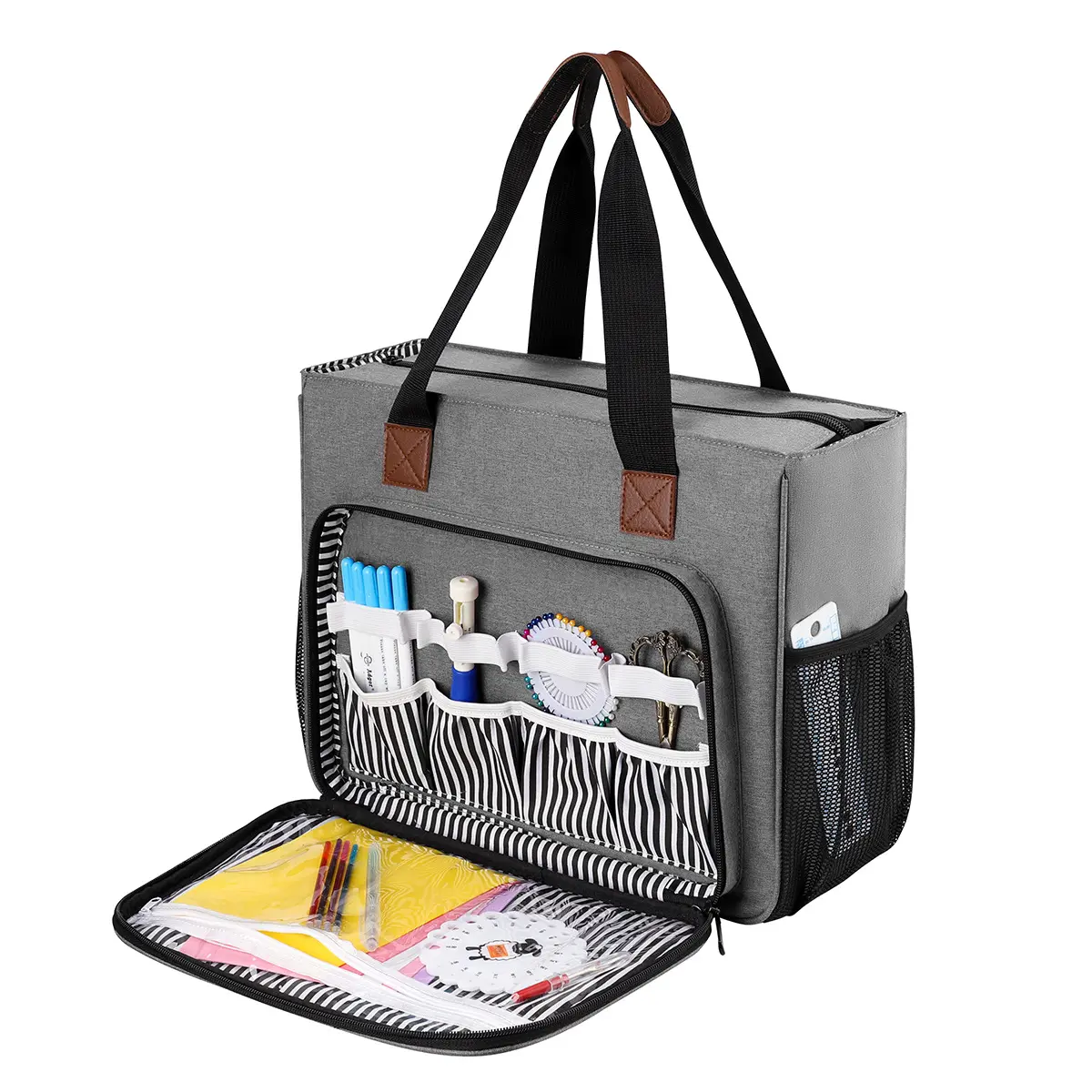 Sewing and Craft Supplies Storage Bag Large Capacity Travel Packing Organizer Bag Clear Pockets for Knitting Sewing Accessories