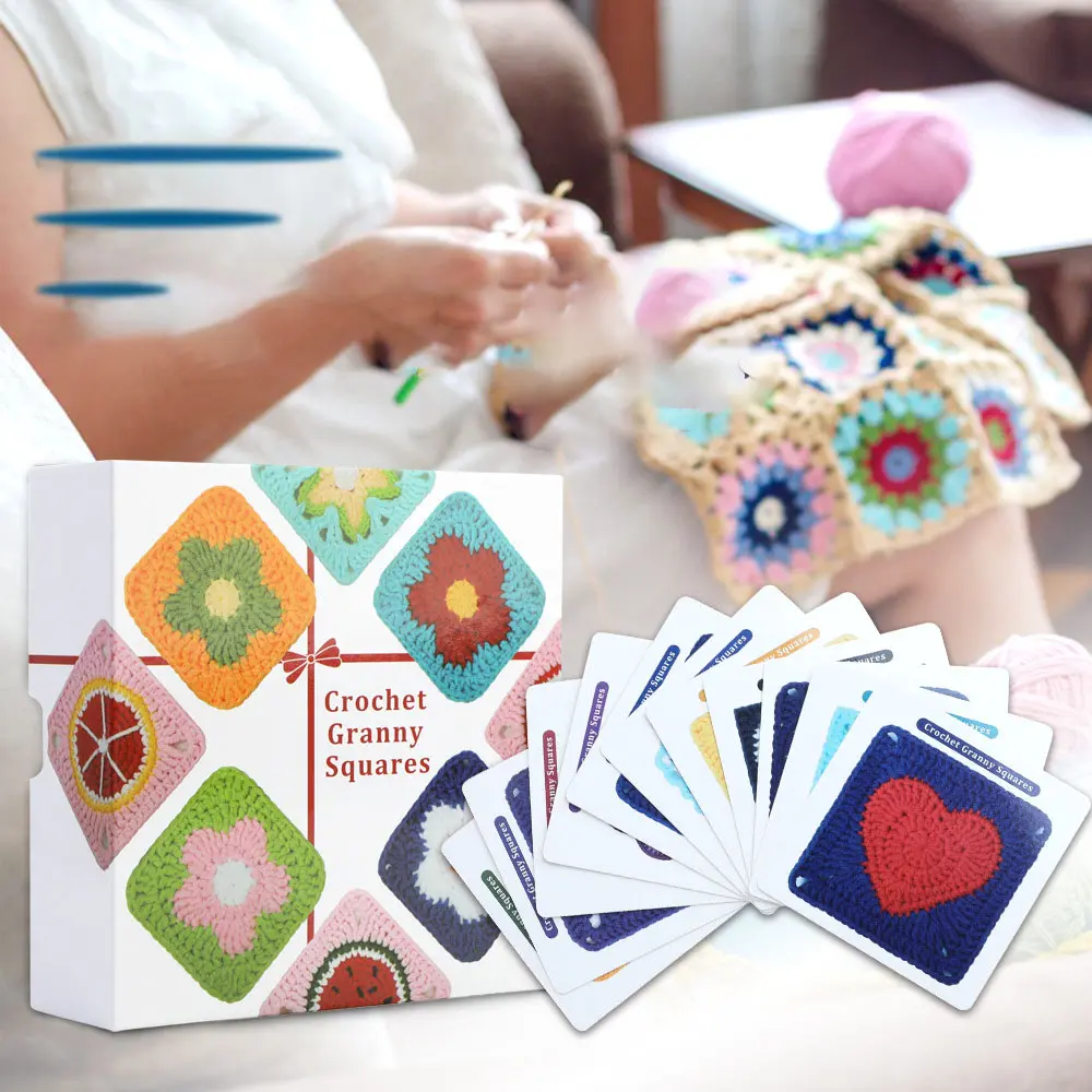 20/50pcs Knitted Pattern Cards Set Matchs Designs Crochet Cards Granny Square Card Deck for Beginners Deck Knitting Kit