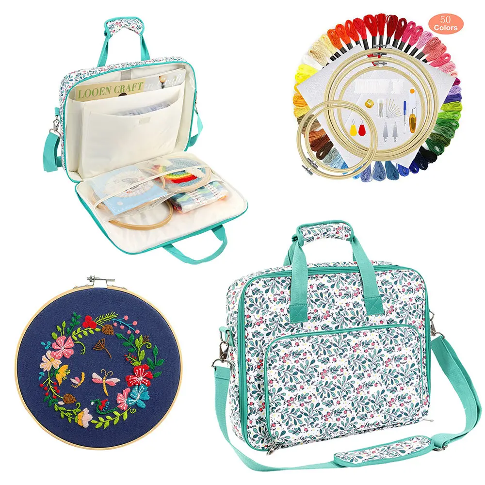Sewing and Craft Supplies Storage Bag Large Capacity Travel Packing Organizer Bag Clear Pockets for Knitting Sewing Accessories