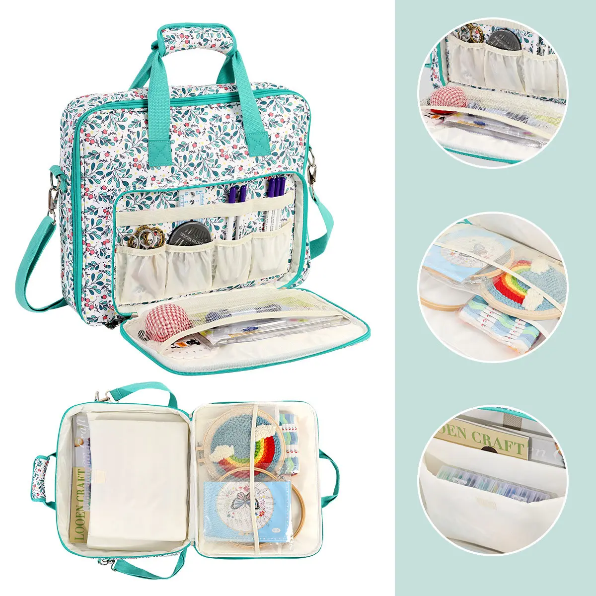 Sewing and Craft Supplies Storage Bag Large Capacity Travel Packing Organizer Bag Clear Pockets for Knitting Sewing Accessories