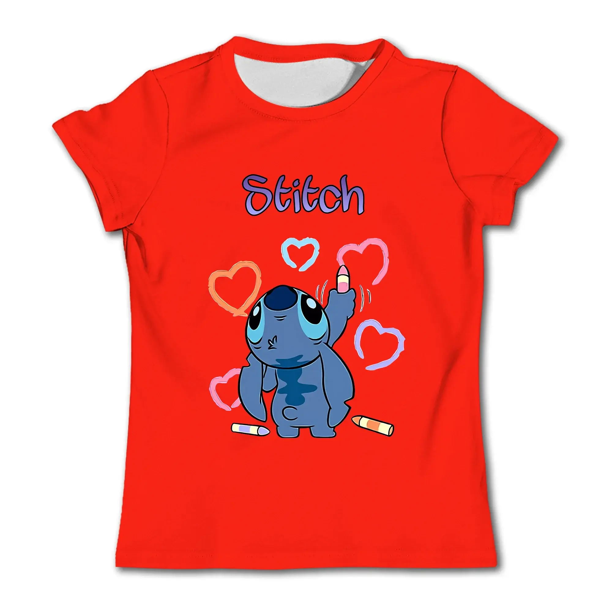 Girls Kawaii Stitch T-shirt Child Girl Clothing Toddler Tees Children Clothes 2025 Summer Short Sleeve Kids Boy Cartoon Tee Tops