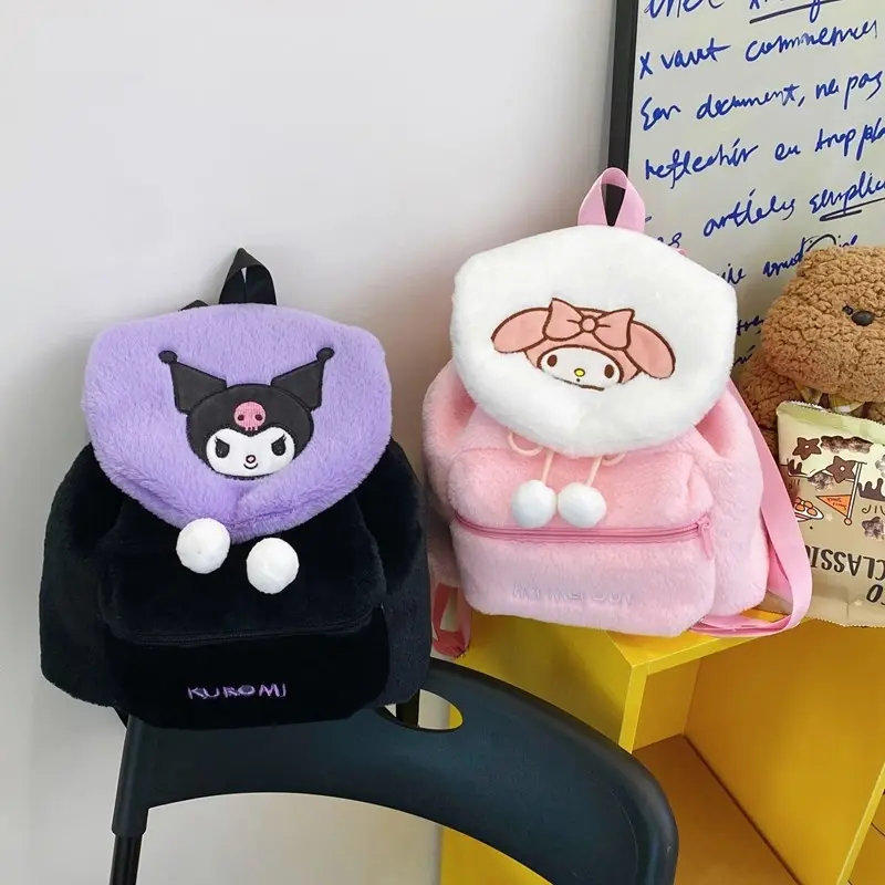 Cute Sanrio Hello Kitty My Melody Kuromi Plush Backpack Kawaii Anime Pochacco Large Capacity Student School Travel Bag Gift Girl