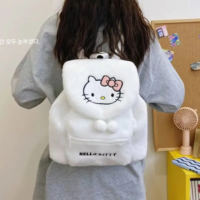 Cute Sanrio Hello Kitty My Melody Kuromi Plush Backpack Kawaii Anime Pochacco Large Capacity Student School Travel Bag Gift Girl