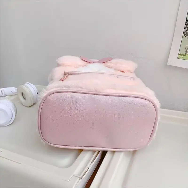 Kawaii Cartoon Plush Pink Bow My Melody Girl Backpack Large Capacity Student Cute Cinnamoroll Backpack