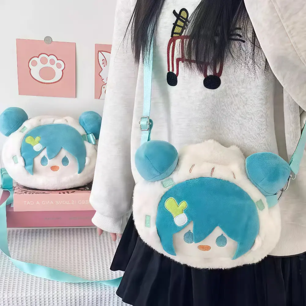 Hatsune Miku Large Plush Itabag Backpack JK Style with Bun Hairstyle Pin Display Spacious Gift for Girl Cute Anime Shoulder Bag