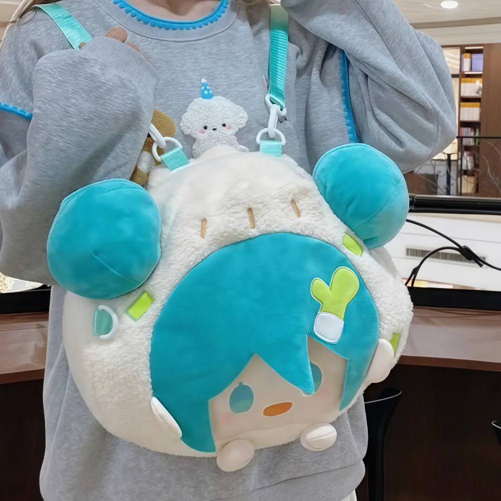 Hatsune Miku Large Plush Itabag Backpack JK Style with Bun Hairstyle Pin Display Spacious Gift for Girl Cute Anime Shoulder Bag