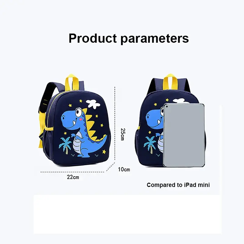 Cute cartoon dinosaur baby backpack for children, unisex schoolbag for kindergarten, adjustable animal style backpack