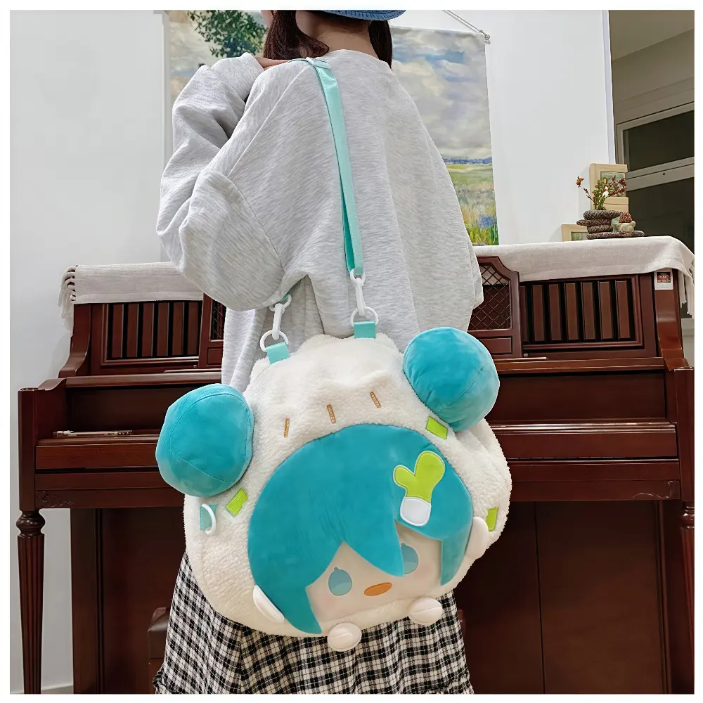 Hatsune Miku Large Plush Itabag Backpack JK Style with Bun Hairstyle Pin Display Spacious Gift for Girl Cute Anime Shoulder Bag