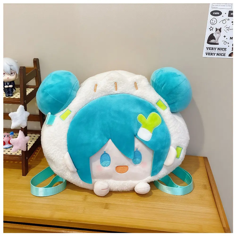 Hatsune Miku Large Plush Itabag Backpack JK Style with Bun Hairstyle Pin Display Spacious Gift for Girl Cute Anime Shoulder Bag
