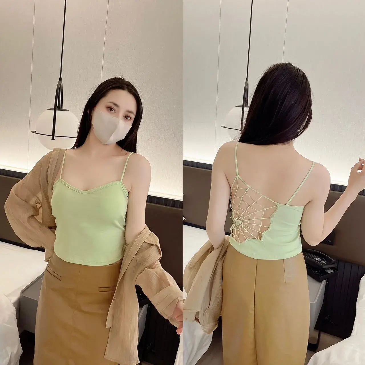 InsGoth Gothic Spider Web Backless Sling with Chest Pad Women Vintage Grunge Aesthetic E Girl Camisole Summer Basic Camis Tops