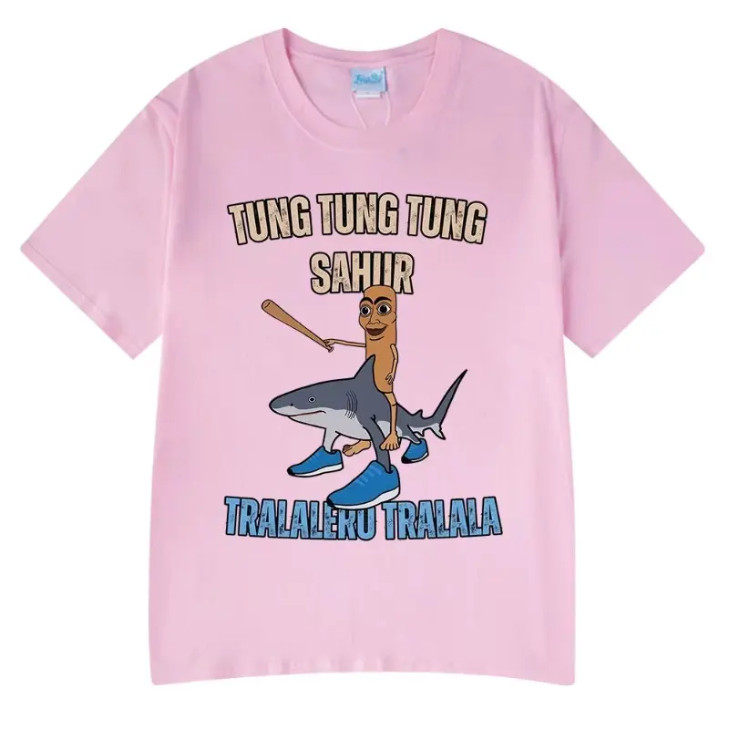 Funny Italian Brainrot Tralalero Tralala Tung Tung Tung Sahur Meme T-shirt Men Women Fashion Loose T Shirts 100% Cotton T-shirts