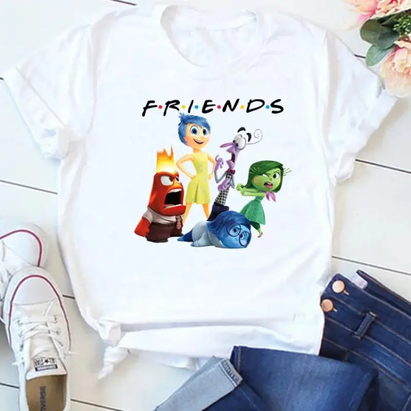 Disney Cartoon Printed T Shirt Fashion Women Casual O-neck Short Sleeved Streetwear T-shirt Summer Men Harajuku Tshirt Tops