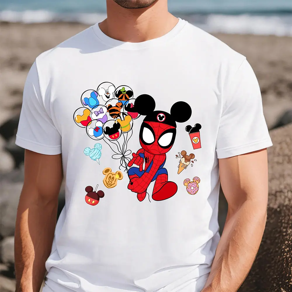 2025 New Disney Mickey Spider Man Short Sleeve Tee Summer Women's 3D Thin Breathable Fashionable Comfortable Family Queue Shirt