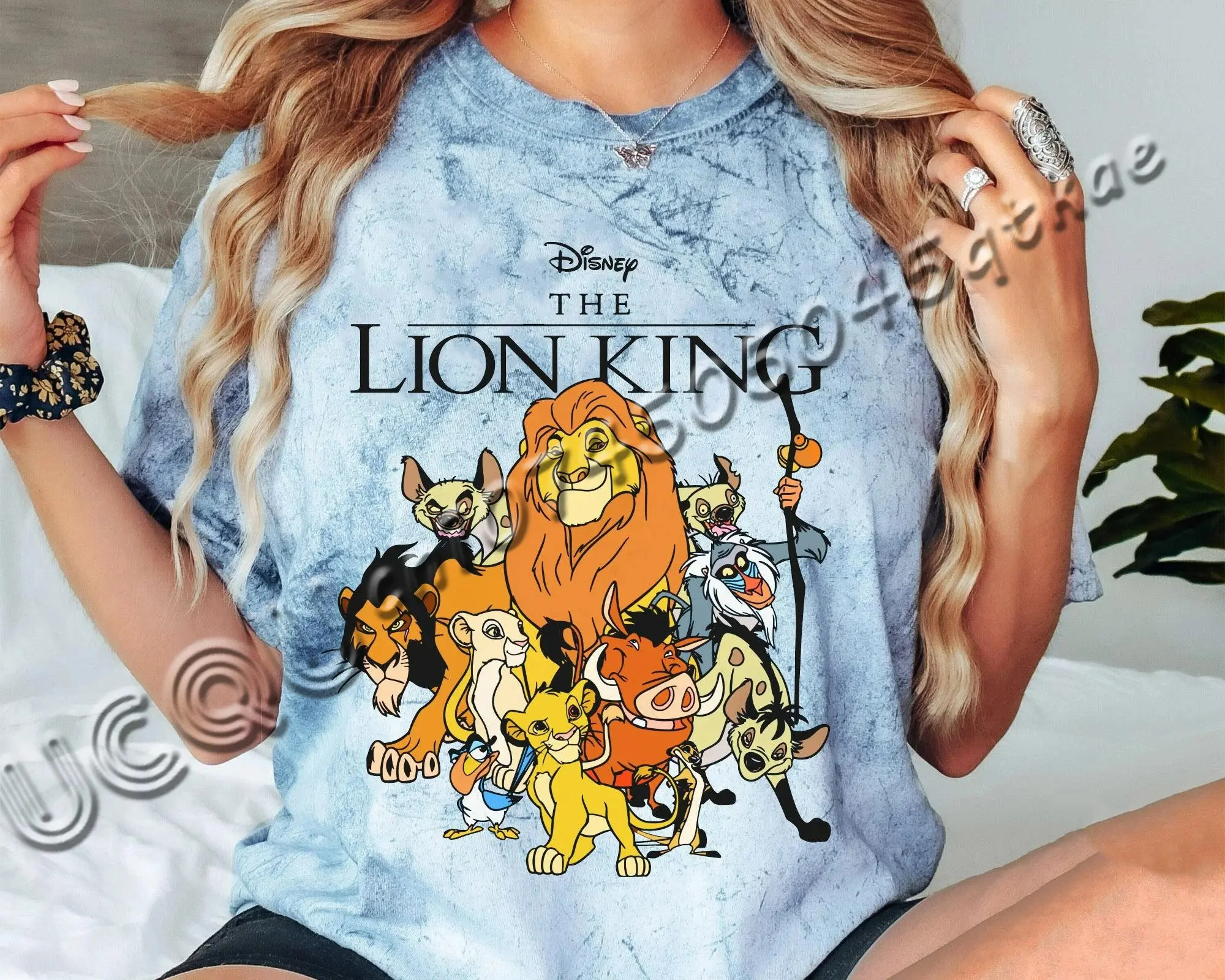 Summer Retro The Lion King Group Characters Simba Pumbaa Timon Hakuna Matata Disney Women's Short Sleeve T-shirt Tops
