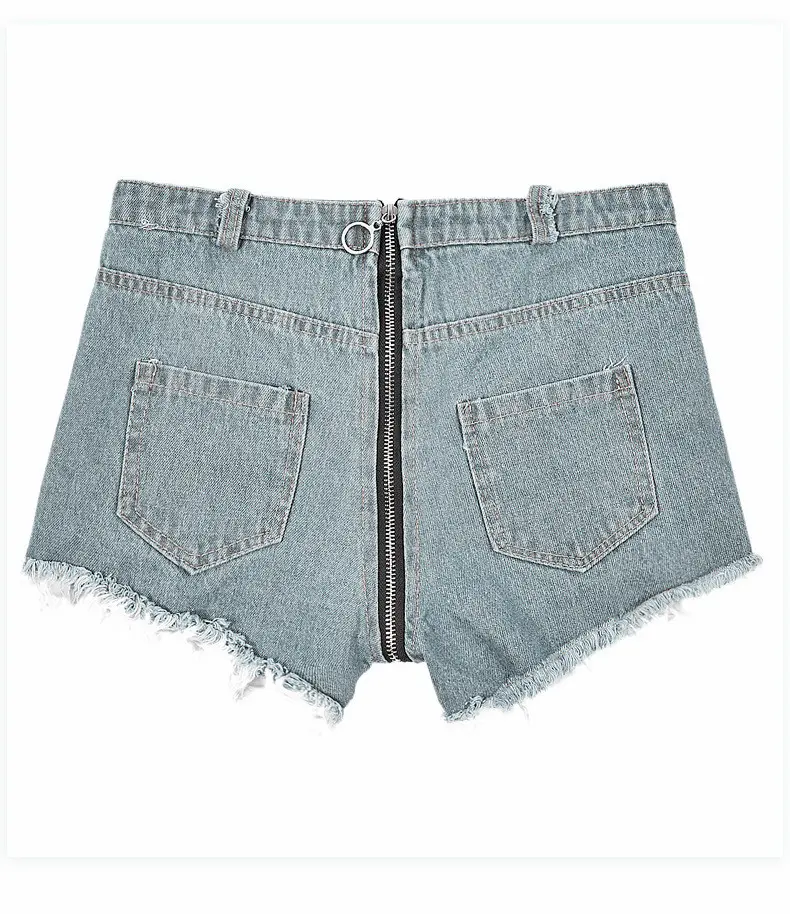 Fashion New Summer Women Sexy Back Open Crotch Zipper Denim Shorts Lady Nightclub Hot Dance Mini Jeans Girl Casual Clothing P28