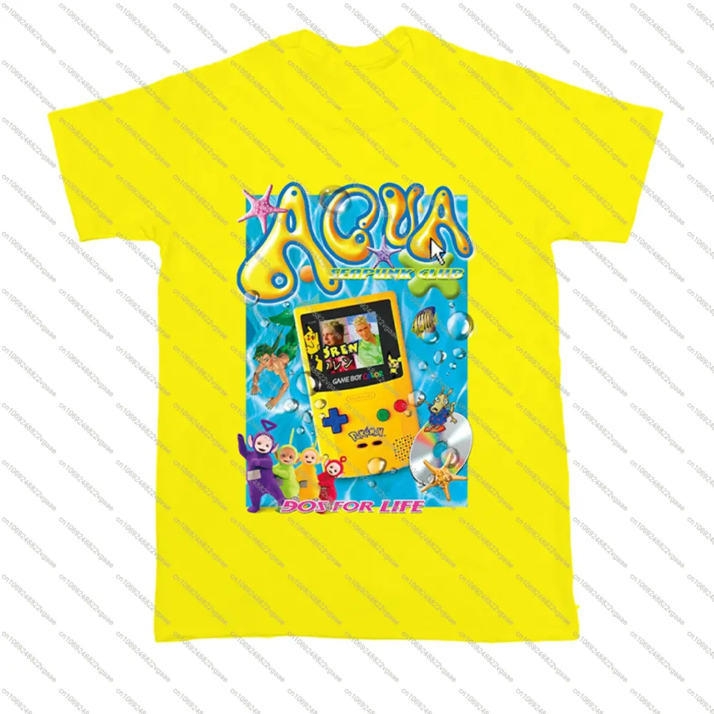 D.E.K 90s Millennium Y2k Game Console Spice Girl Subculture Oversized Slimming Bright Yellow T Shirt Top Cotton Clothes Top New