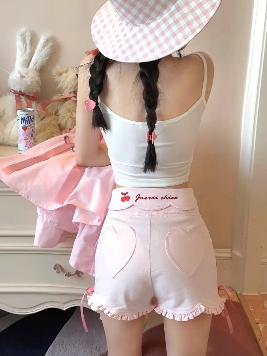 Princess sweet lolita bobon21 Vital Girl Bow Tie cute lace Denim Shorts B2267