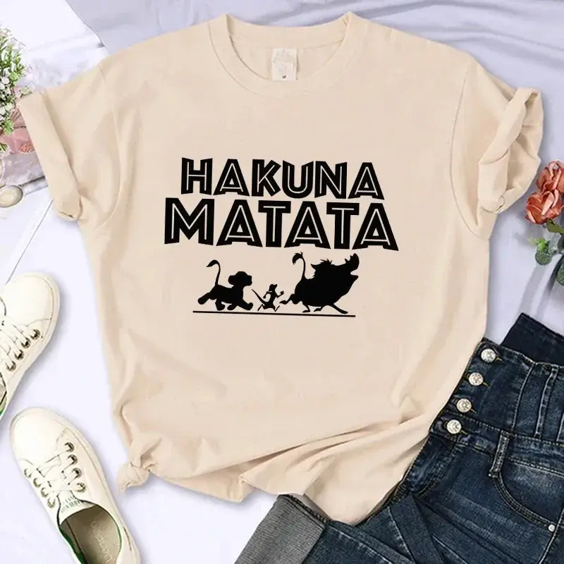 Funny Kawaii 90s The Lion King T-shirt Funny T Shirt Harajuku Hakuna Matata Tshirt Women Top Tees Female Clothes