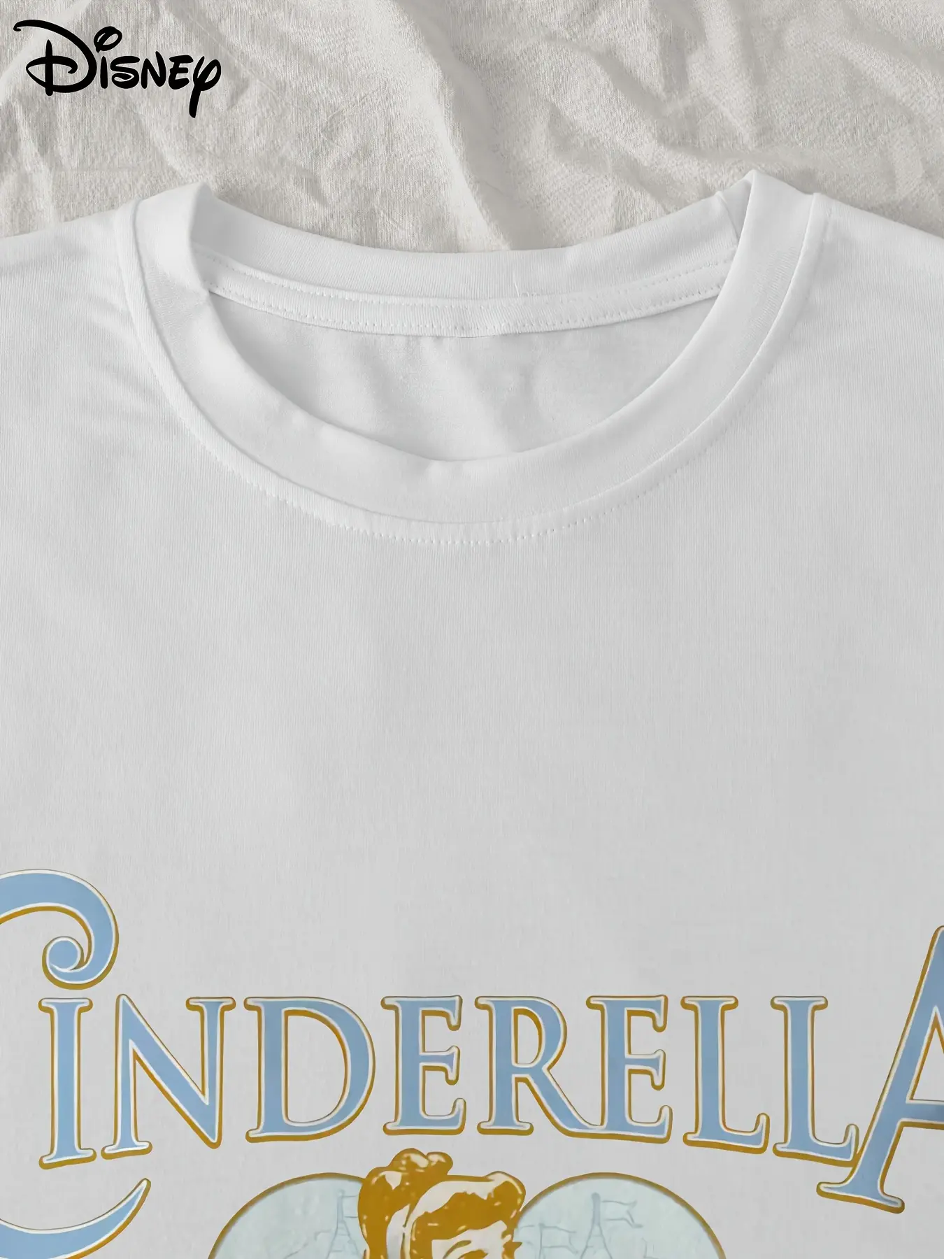 Disney Cinderella Girl Kids Summer T-shirt Family Parent-child Outfit Fairy Tale Casual Animation Comfortable Short Sleeve Women