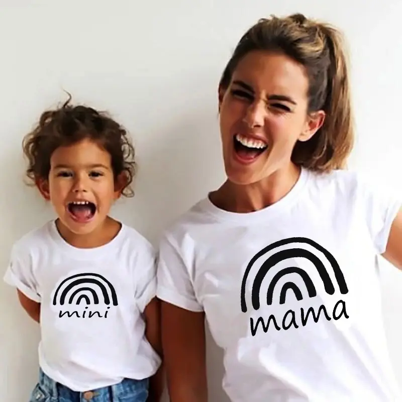 Summer Mother Kids Cotton The Boss The Real Boss Letter Print Family Matching Outfits Mom And Me Short sleeve Clothes Girl Women