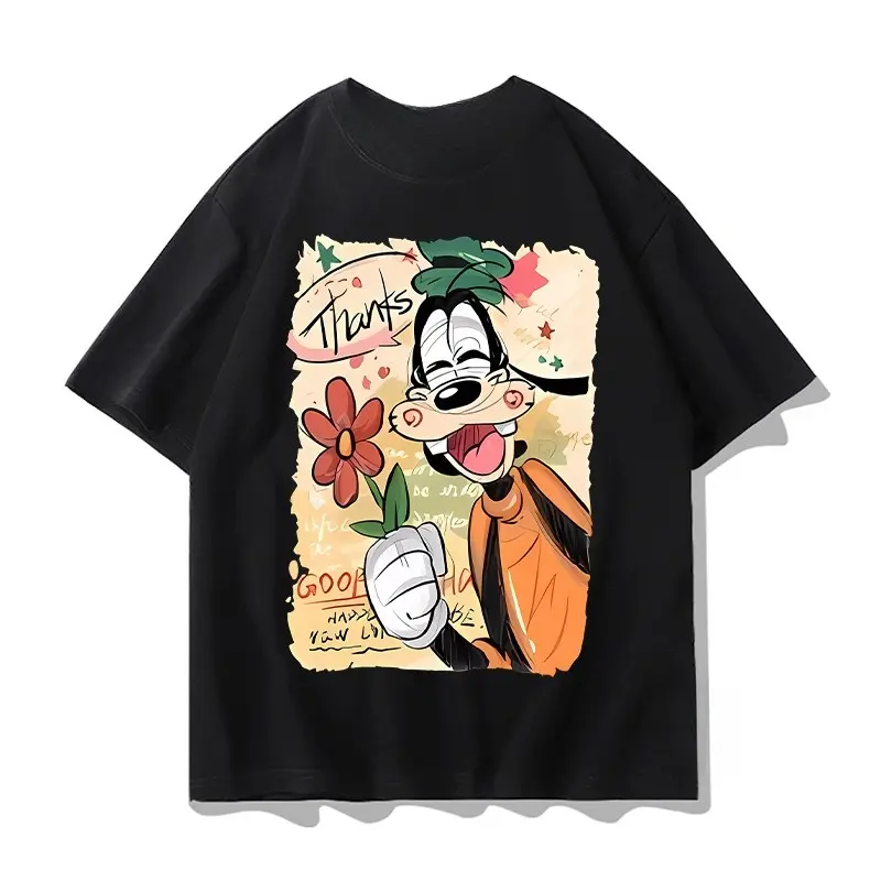 Disney Goofy Boys and Girls Family Parent-Child Summer T-Shirt Casual Sports Comfort Cartoon Animated Character Short Sleeve Top