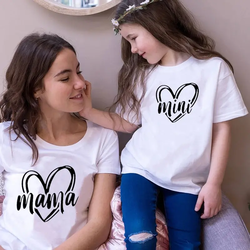 Summer Mother Kids Cotton The Boss The Real Boss Letter Print Family Matching Outfits Mom And Me Short sleeve Clothes Girl Women
