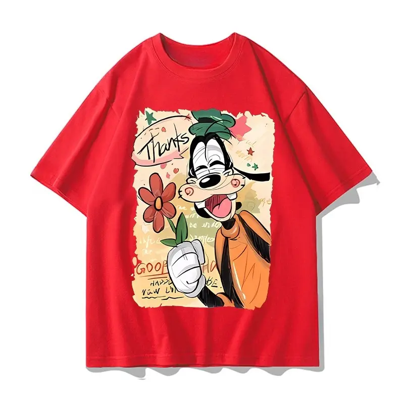 Disney Goofy Boys and Girls Family Parent-Child Summer T-Shirt Casual Sports Comfort Cartoon Animated Character Short Sleeve Top